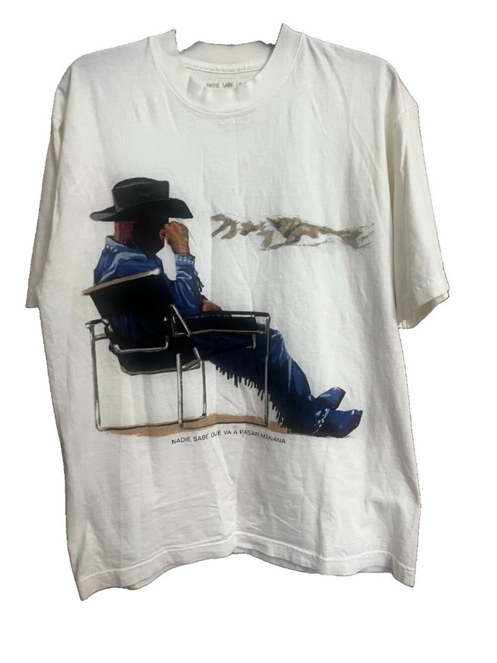 Bad Bunny T Shirt Mens Medium M Off White Nadie Sabe Que Va A Pasar Manana   Z